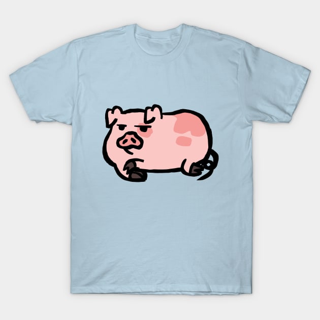 Cute Piggy Cartoon Not Amused T-Shirt by Porkzby